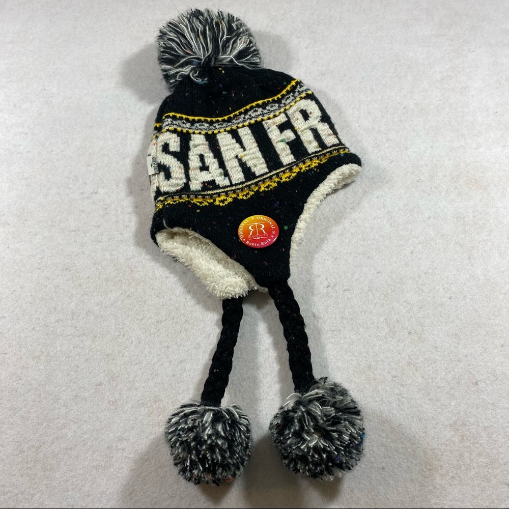 Robin Ruth San Francisco Hat Boho EmbroideredWinter beanie ear warmers Tassles